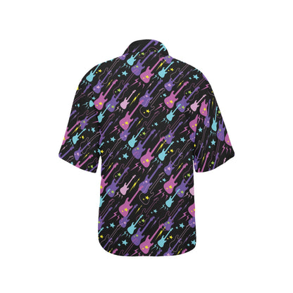 Electric Guitar Pattern Print Design 02 Women's Hawaiian Shirt