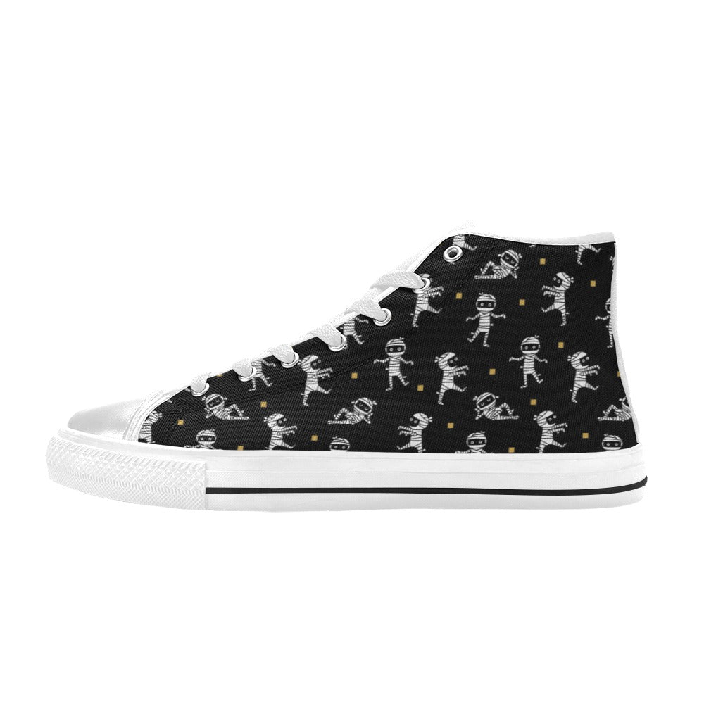 Mummy Cute Print Design LKS301 High Top Women's White Shoes