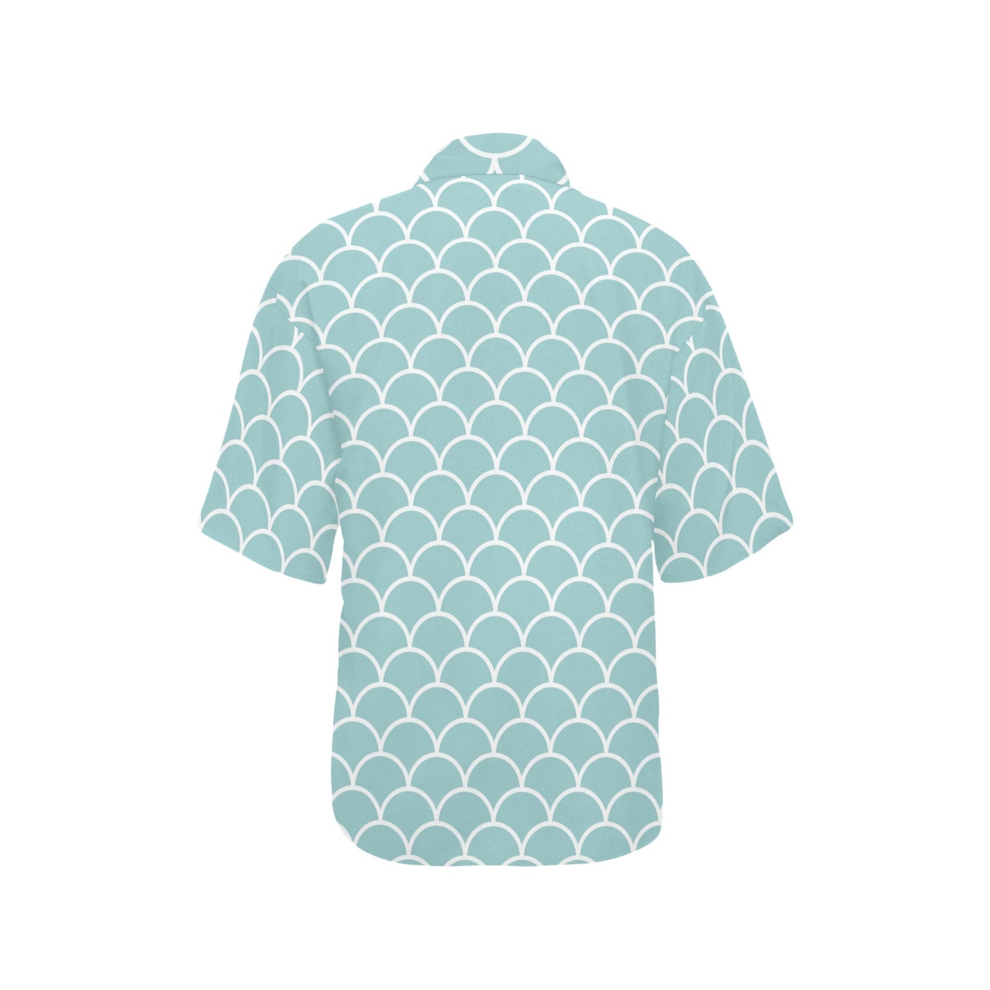 Scales Teal Pattern Print Design 02 Women's Hawaiian Shirt