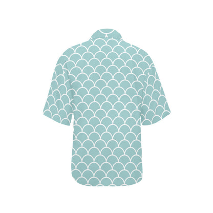Scales Teal Pattern Print Design 02 Women's Hawaiian Shirt