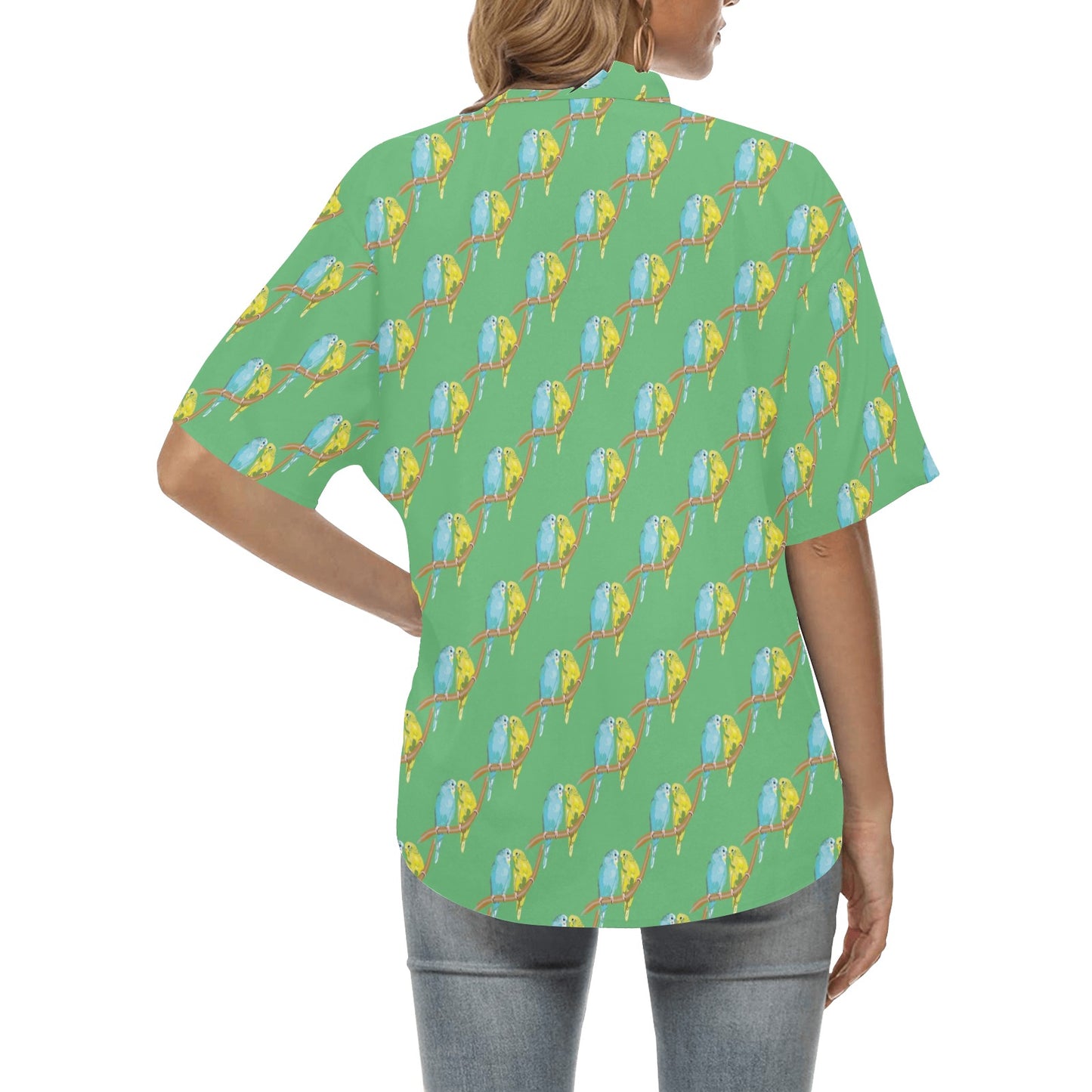 Budgerigar Pattern Print Design 01 Women's Hawaiian Shirt