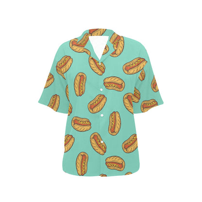 Hot Dog Pattern Print Design 04 Women's Hawaiian Shirt