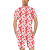 Flower Hawaiian Hibiscus Red Background Print Men's Romper