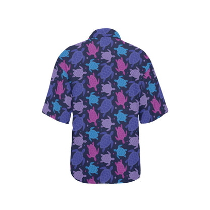 Sea Turtle Print Design LKS309 Women's Hawaiian Shirt