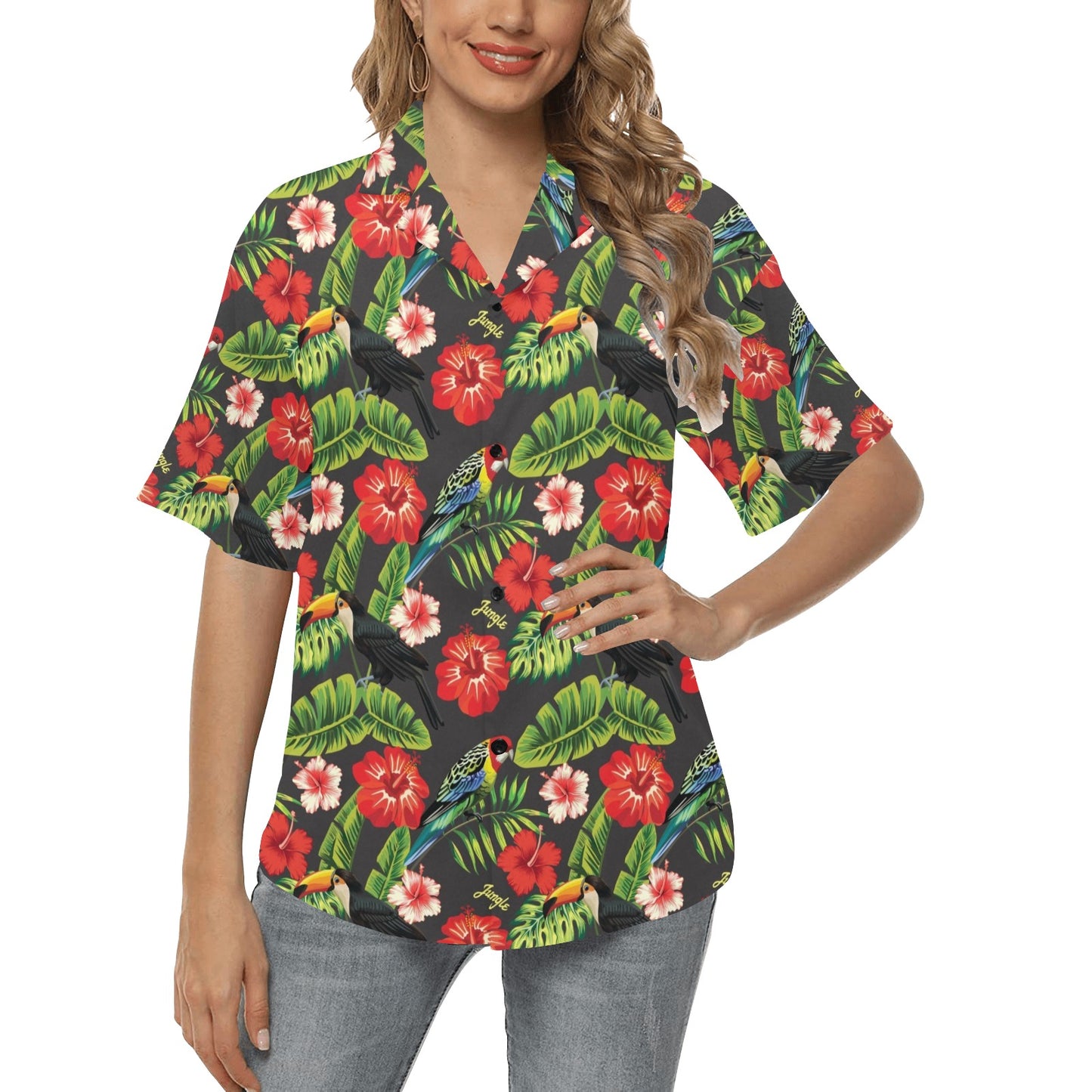 Tropical Flower Pattern Print Design TF04 Women's Hawaiian Shirt