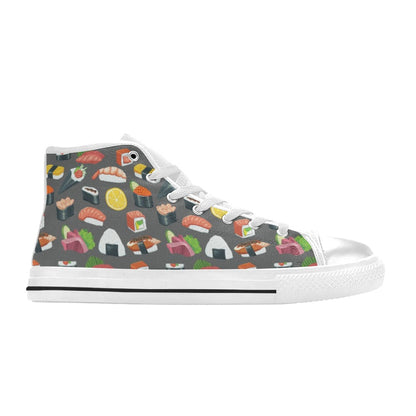 Sushi Print Design LKS302 High Top Women's White Shoes