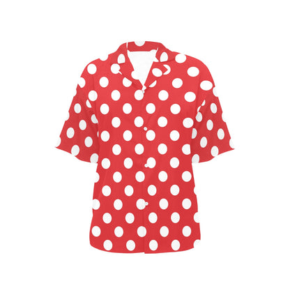 Polka Dot Red Pattern Print Design 04 Women's Hawaiian Shirt