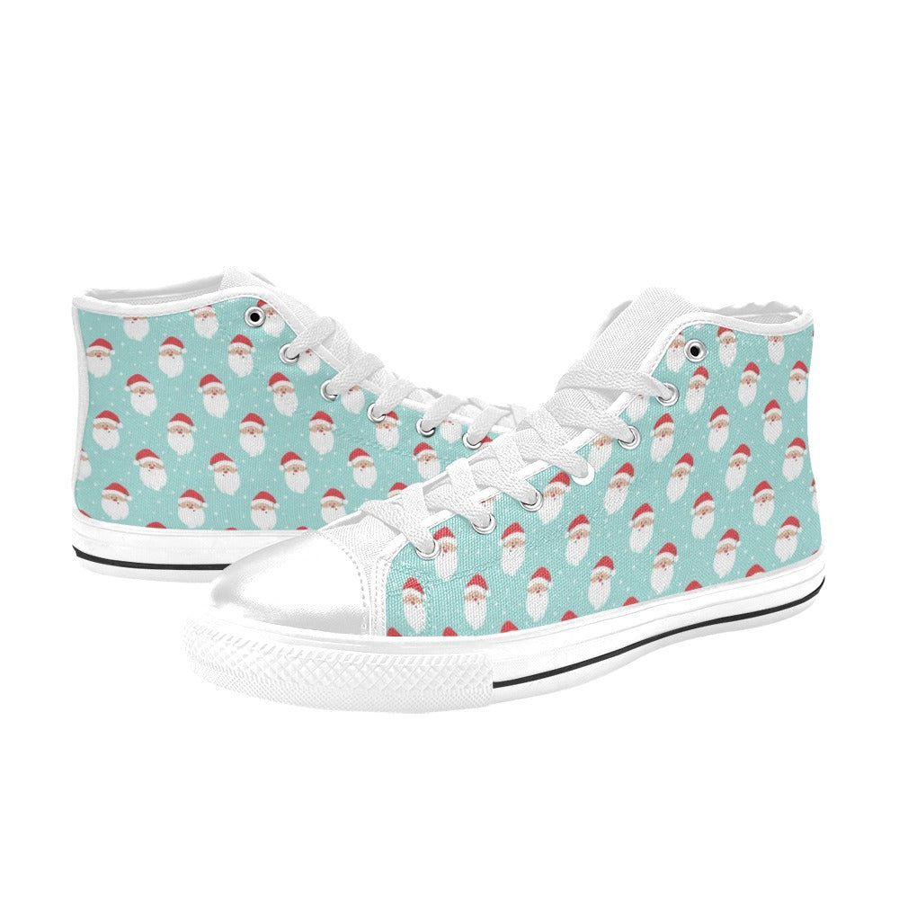 Santa Print Design LKS308 High Top Women's White Shoes