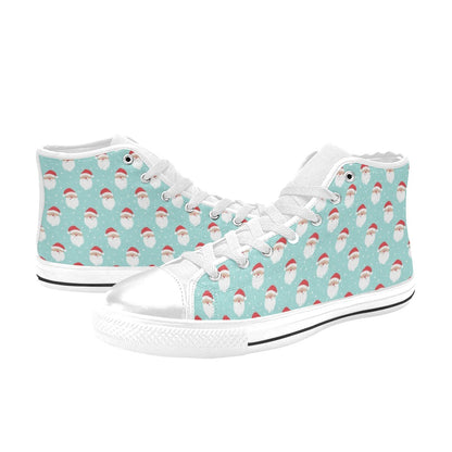 Santa Print Design LKS308 High Top Women's White Shoes