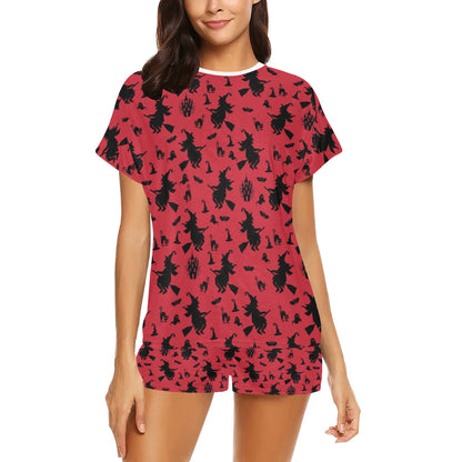 Witch Print Design LKS303 Women's Short Pajama Set