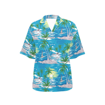 Palm Tree Beach Women's Hawaiian Shirt