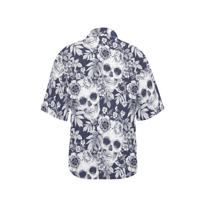 Skull Floral Beautiful Women's Hawaiian Shirt
