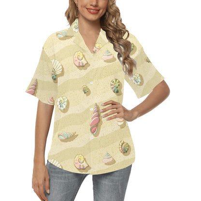 Beach with Seashell Theme Women's Hawaiian Shirt