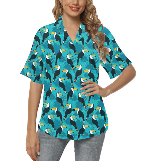 Toucan Parrot Pattern Print Women's Hawaiian Shirt