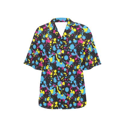 Splatter Colorful Print Design LKS301 Women's Hawaiian Shirt