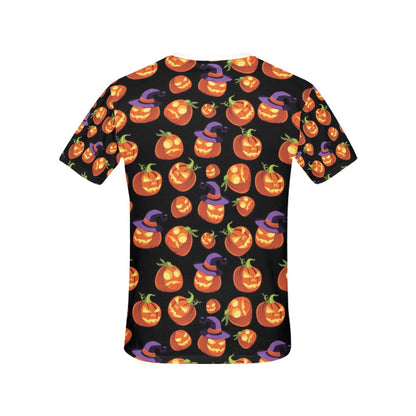 Witch Pumpkin Halloween Print LKS302 Women's  T-shirt