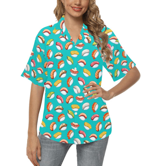 Sushi Themed Print Women's Hawaiian Shirt