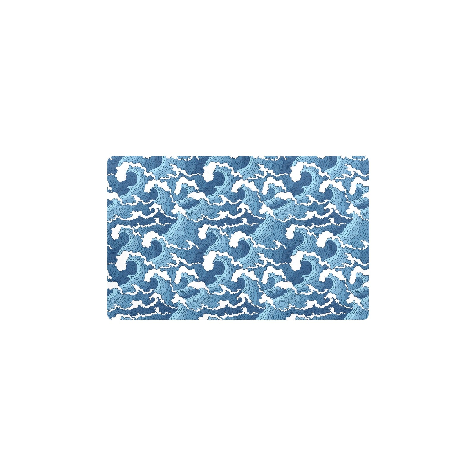 Wave Themed Pattern Print Kitchen Mat