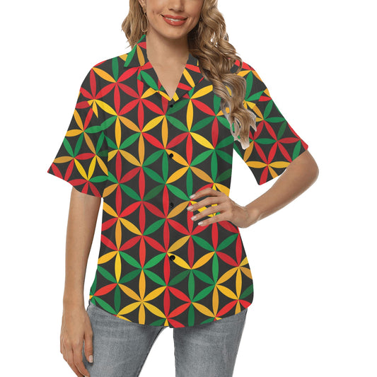 Rasta Pattern Print Design A04 Women's Hawaiian Shirt