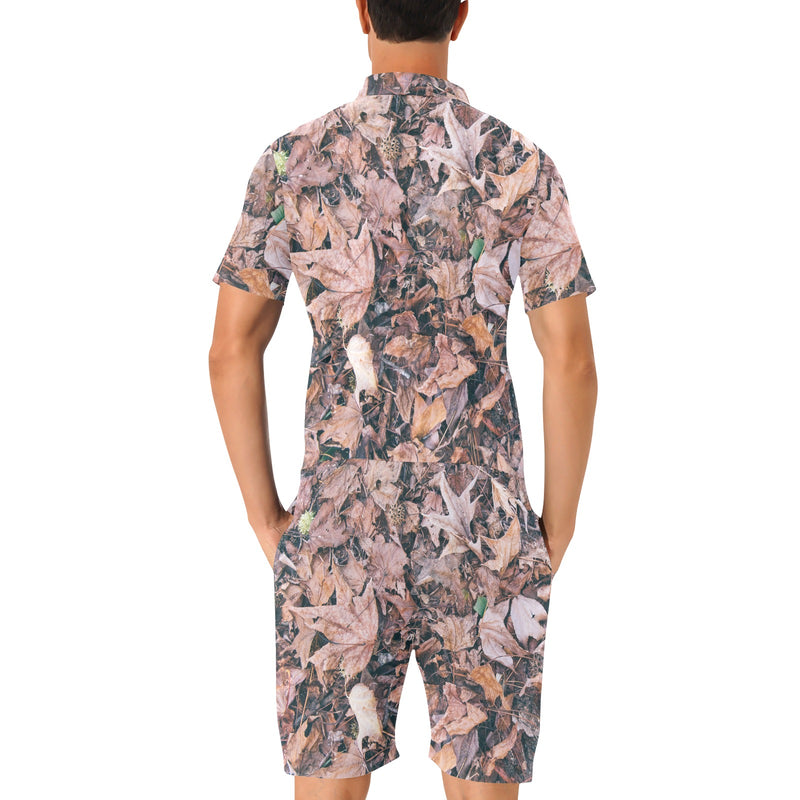 Camouflage Realistic Tree Leaf Print Men's Romper