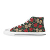 Sugar Skull Red Rose Print Design LKS301 High Top Women's White Shoes