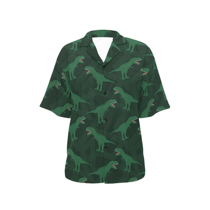 T Rex Pattern Print Design A06 Women's Hawaiian Shirt