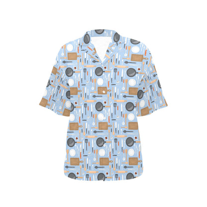 Cooking Kitchen Tools Pattern Print Design 02 Women's Hawaiian Shirt