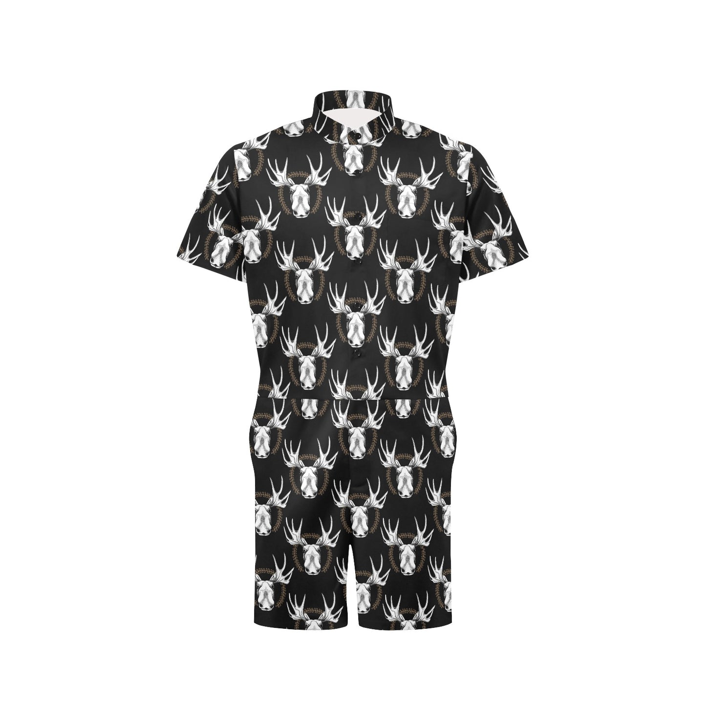Moose Pattern Print Design 02 Men's Romper