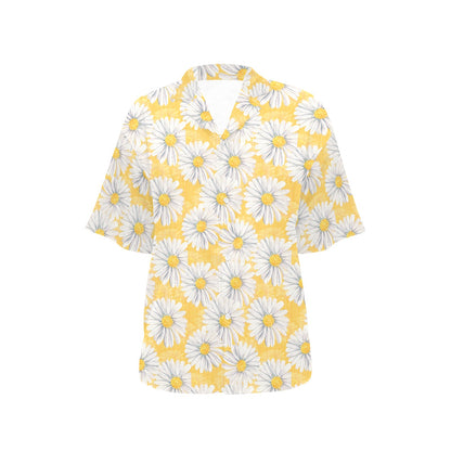 Daisy Yellow Watercolor Print Pattern Women's Hawaiian Shirt