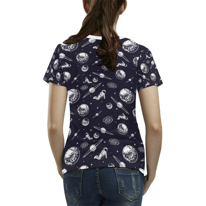 Space Astronaut Print Design LKS302 Women's  T-shirt