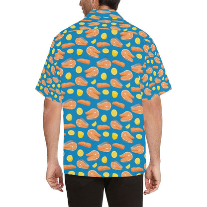 Salmon Steak With Lemon Print Design LKS308 Men's Hawaiian Shirt