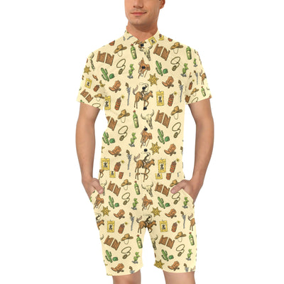 Cowboy Pattern Print Design 04 Men's Romper