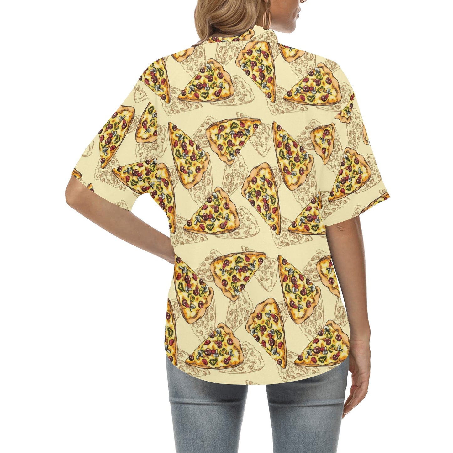 Pizza Pattern Print Design A01 Women's Hawaiian Shirt