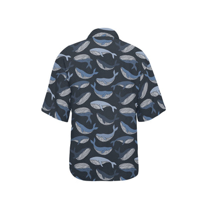 Whale Print Design LKS301 Women's Hawaiian Shirt