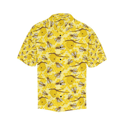 Bee With Honeycomb Print Design LKS302 Men's Hawaiian Shirt