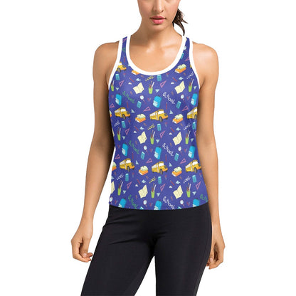 School Bus Print Design LKS307 Women's Racerback Tank Top