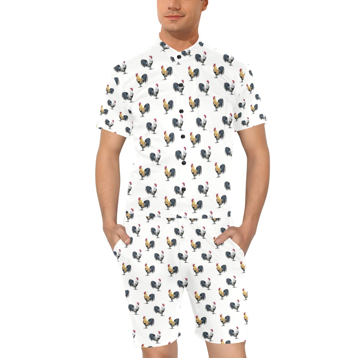 Chicken Pattern Print Design 02 Men's Romper