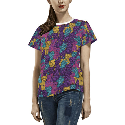 Yorkshire Terriers Print Design LKS3010 Women's  T-shirt