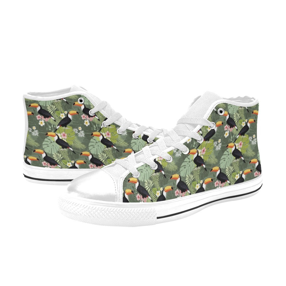 Toucan Print Design LKS304 High Top Women's White Shoes