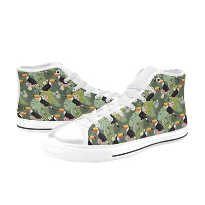 Toucan Print Design LKS304 High Top Women's White Shoes