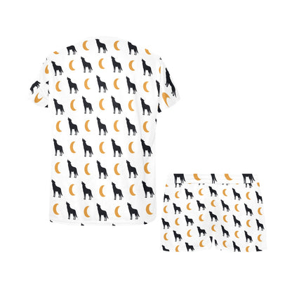 Wolf Moon Print Design LKS302 Women's Short Pajama Set