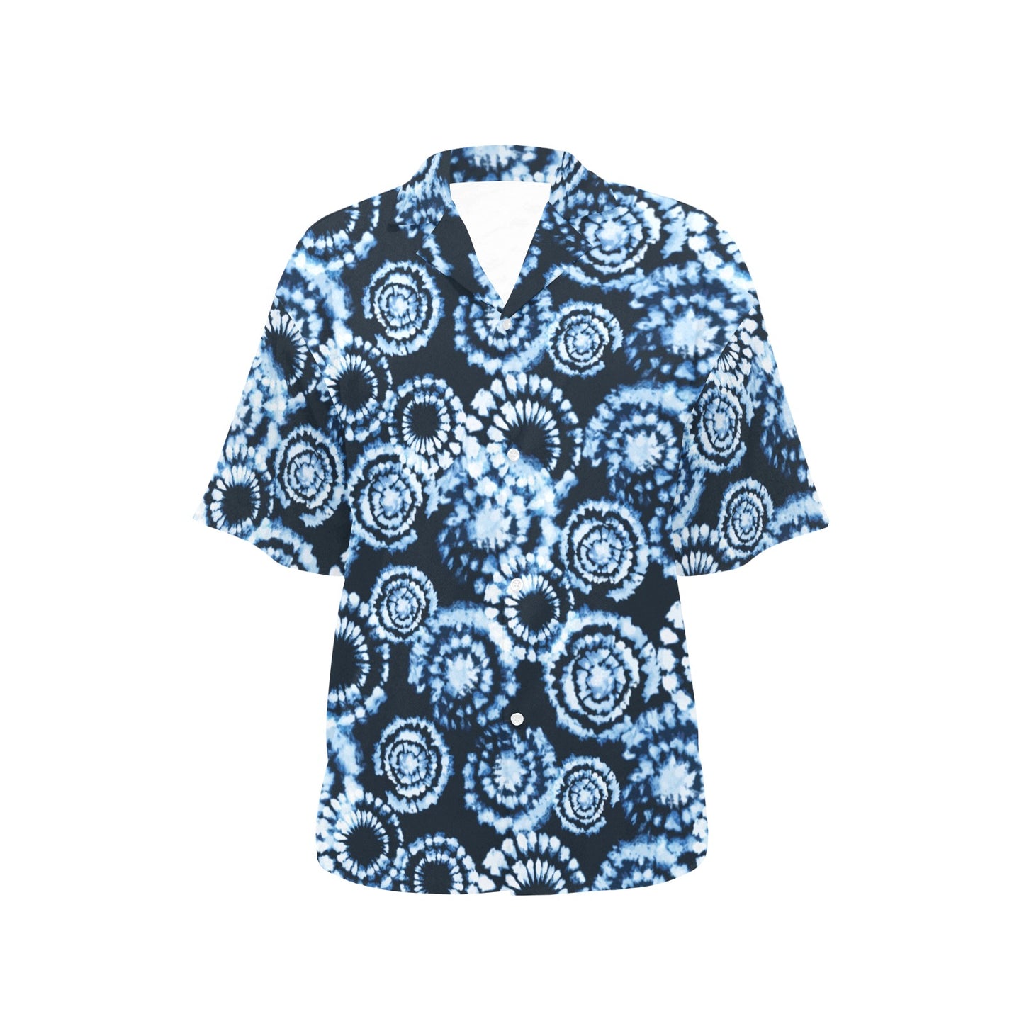 Tie Dye Dark Blue Print Design LKS306 Women's Hawaiian Shirt