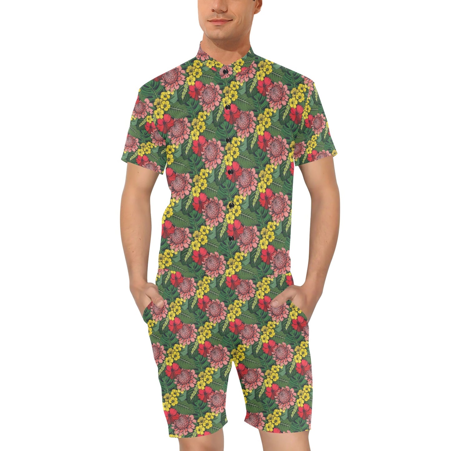 Summer Floral Print Design LKS305 Men's Romper