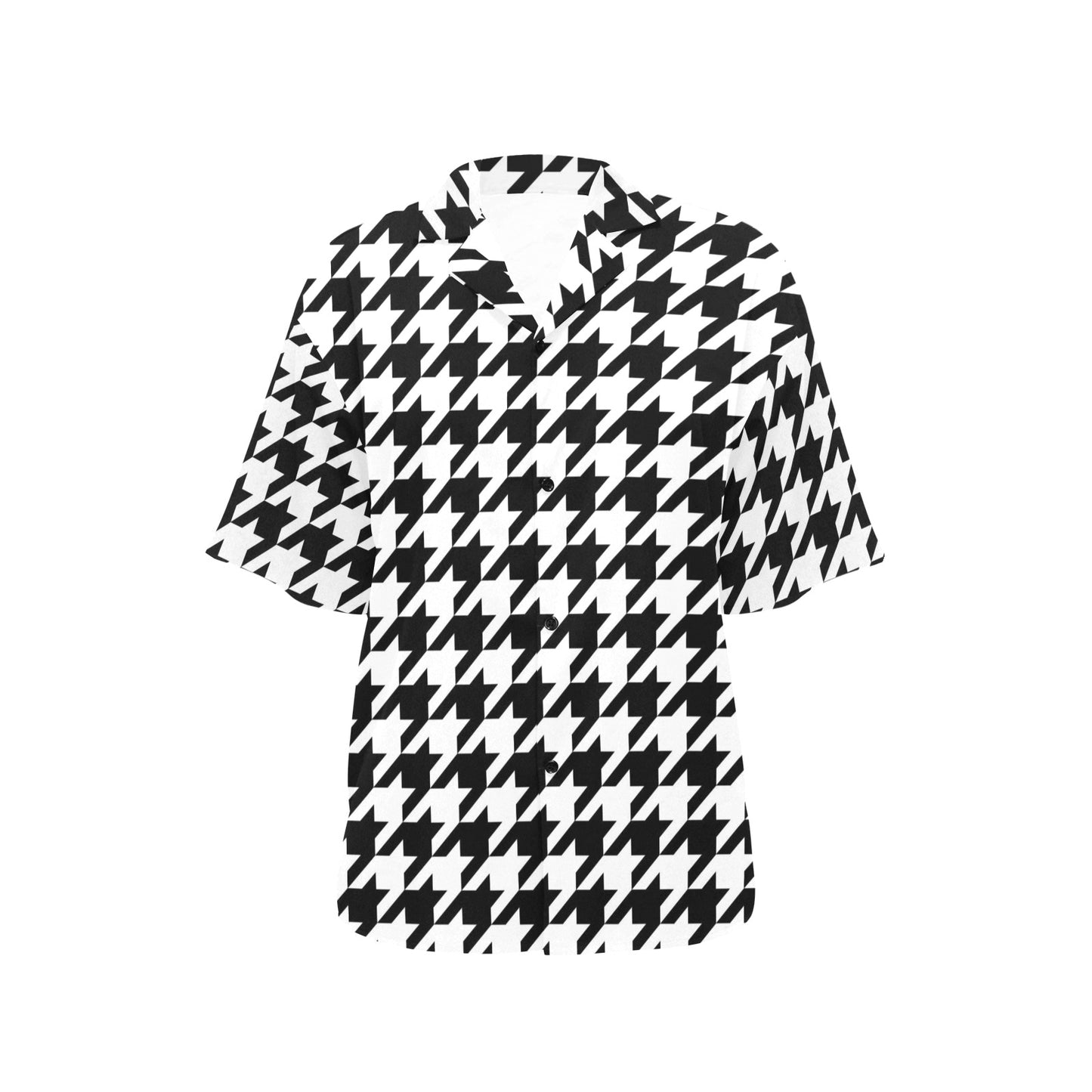 Houndstooth Black White Pattern Print Design 05 Women's Hawaiian Shirt