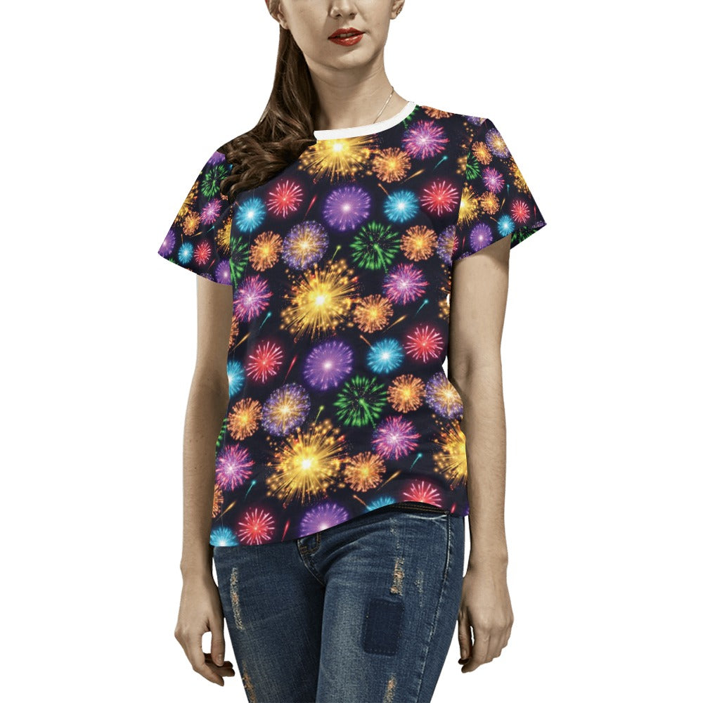 Firework Print Design LKS305 Women's  T-shirt