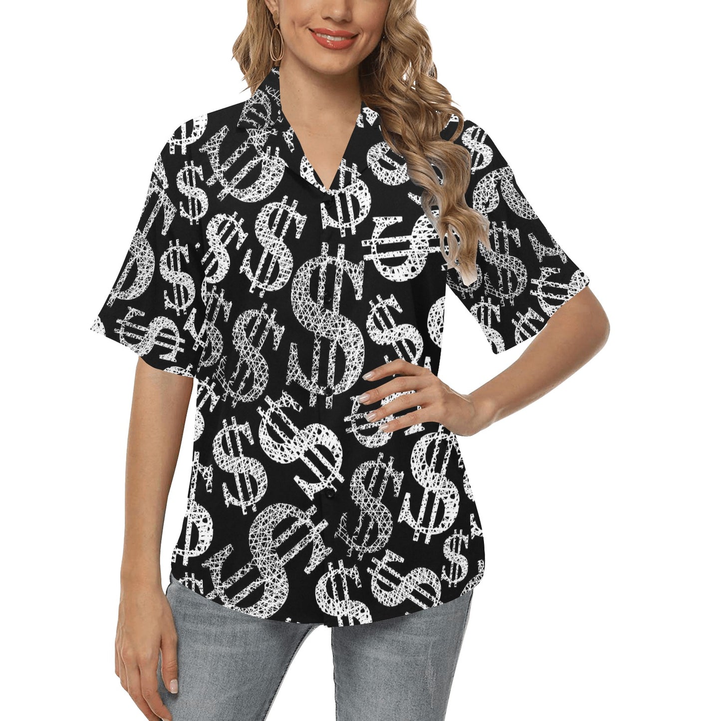 Money Pattern Print Design 02 Women's Hawaiian Shirt