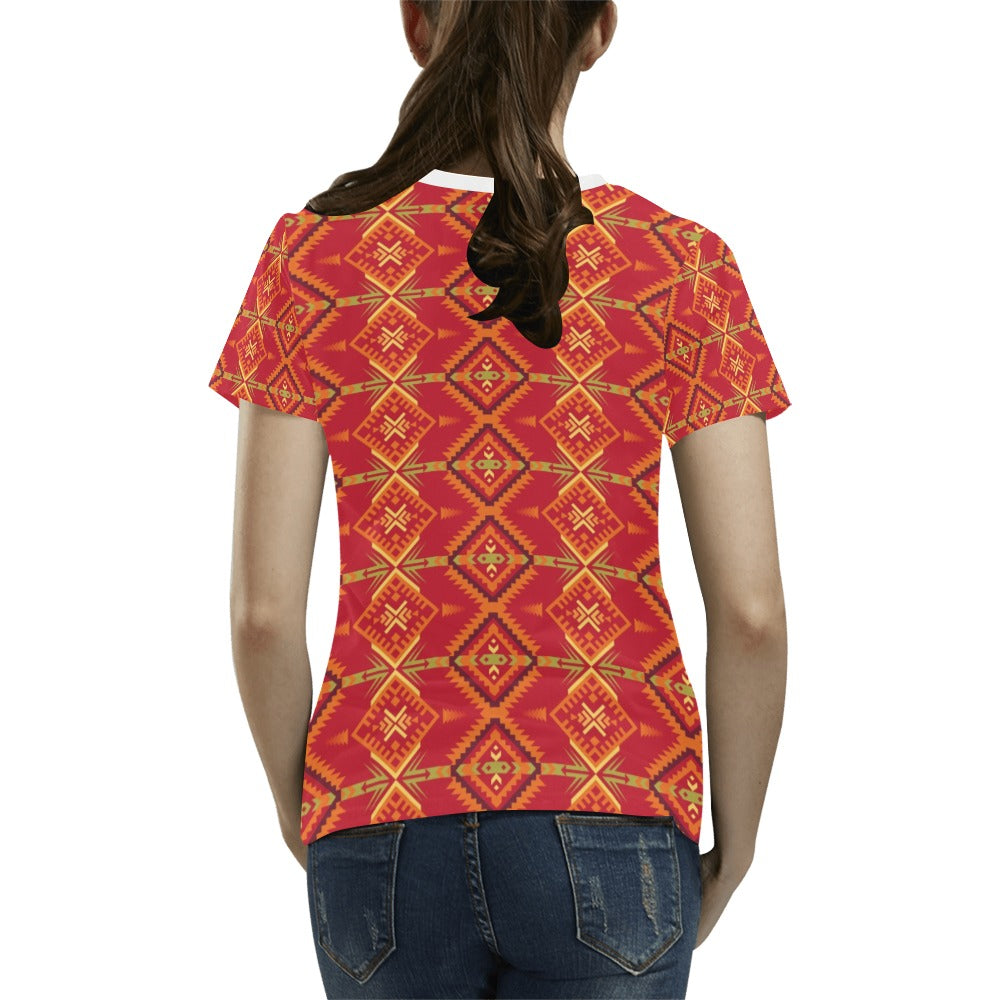 Southwest Pattern Print Design LKS305 Women's  T-shirt
