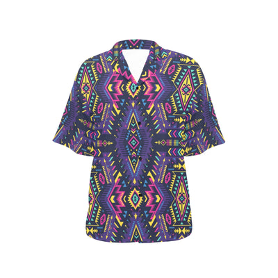 Aztec Pattern Print Design 07 Women's Hawaiian Shirt