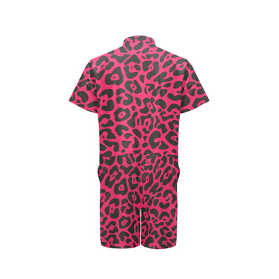 Cheetah Pink Print Pattern Men's Romper