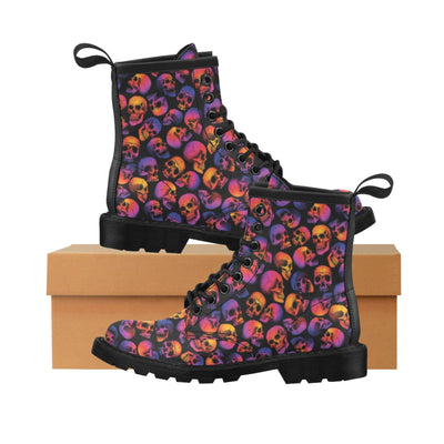 Skull Multicolor Print Design LKS3011 Women's Boots